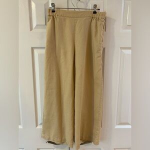 Part Two Tan Linen Wide Leg Cropped Pants Size 6